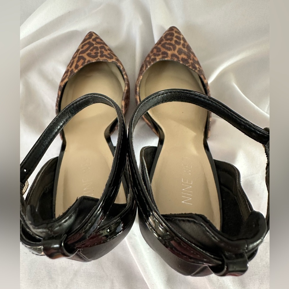 Nine West Leopard Print Pointed Toe Pumps 8m - image 2